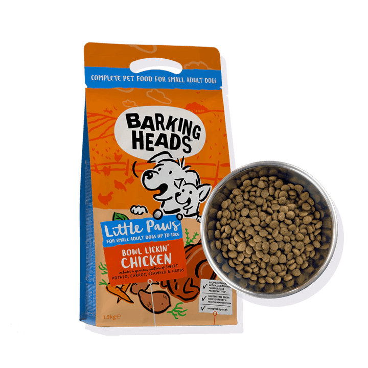 Granule pro malé psy Barking Heads Little Paws Bowl Lickin' Chicken Adult Small 1,5 kg