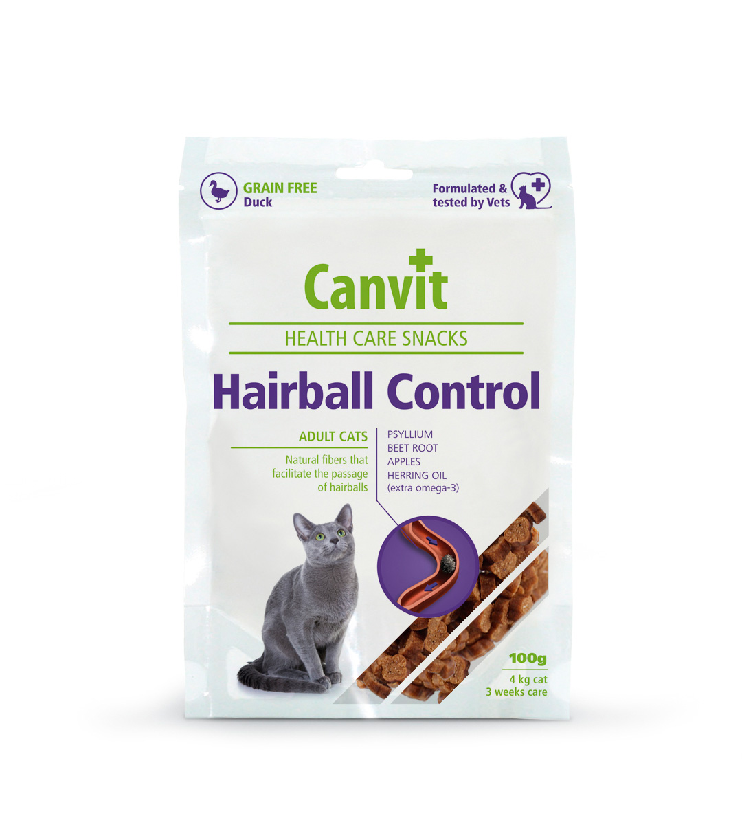 Canvit Hairball Control Funkční pamlsky pro kočky proti bezoárům 100 g