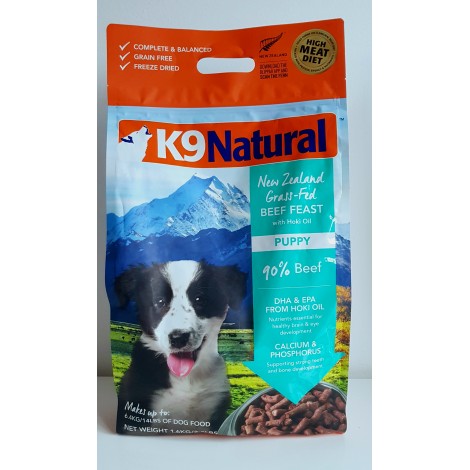 K9 Natural Beef Feast Puppy 1,6 kg ( 6,4 kg) lyofilizované krmivo pro štěňata DOČASNĚ NEDOSTUPNÉ!