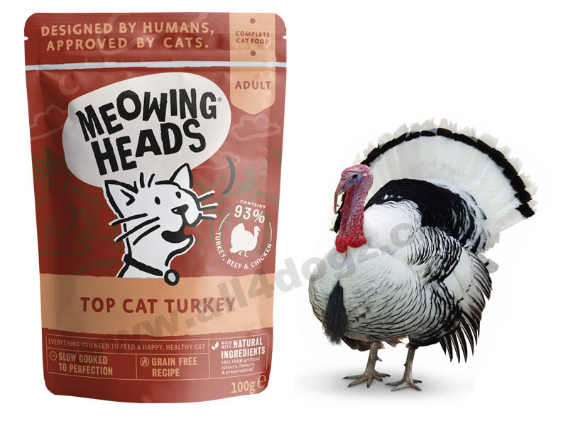 Krůtí kapsička pro kočky Meowing Heads Top-Cat-Turkey 100 g 